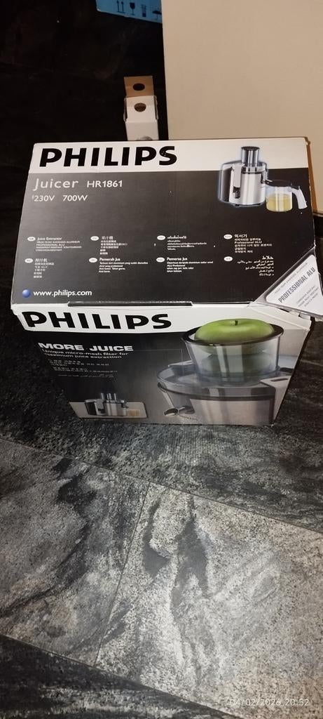 Nieuwe Philips sapcentrifuge (juicer) HR1861 700W, Ophalen of Verzenden, Nieuw, Sapcentrifuge