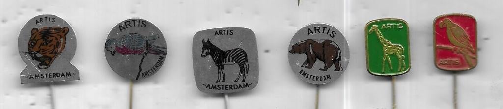 AMSTERDAM ARTIS DIERENTUIN 6 VERSCHILLENDE DIEREN SPELDEN, Verzenden, Gebruikt, Stad of Land, Speldje of Pin