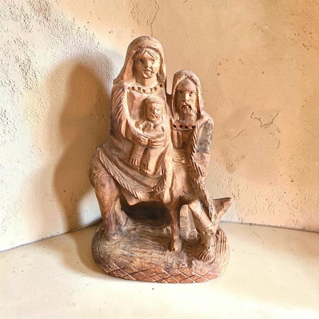 oud handgesneden beeldje heilige familie, Antiek en Kunst, Ophalen of Verzenden