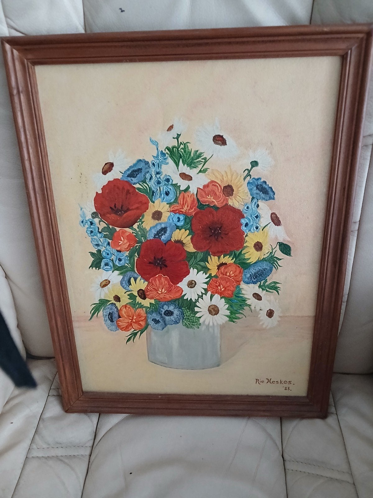 Mooi handen gemaakt schilderijen linte 42 breed 35, Ophalen, Minder dan 50 cm, Zo goed als nieuw, Schilderij