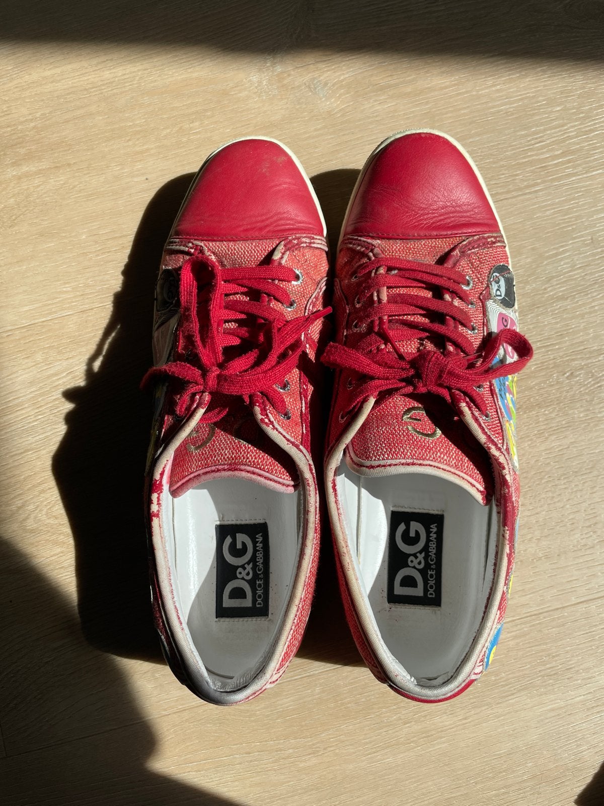 D&G Dolce & Gabbana Sneakers Rood en Blauw Maat 40, Ophalen of Verzenden, Gedragen, Rood, Sneakers of Gympen