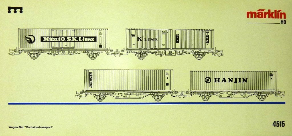 Märklin 4515 Set (4) Containerwagens DB, Wisselstroom, Treinset, Nieuw, Ophalen of Verzenden