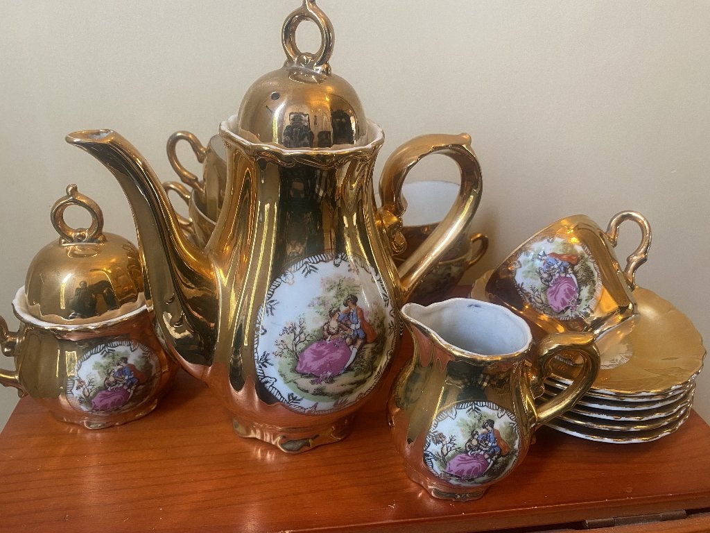 Vintage Bavaria goud servies- Romantisch decor, Antiek en Kunst, Ophalen of Verzenden
