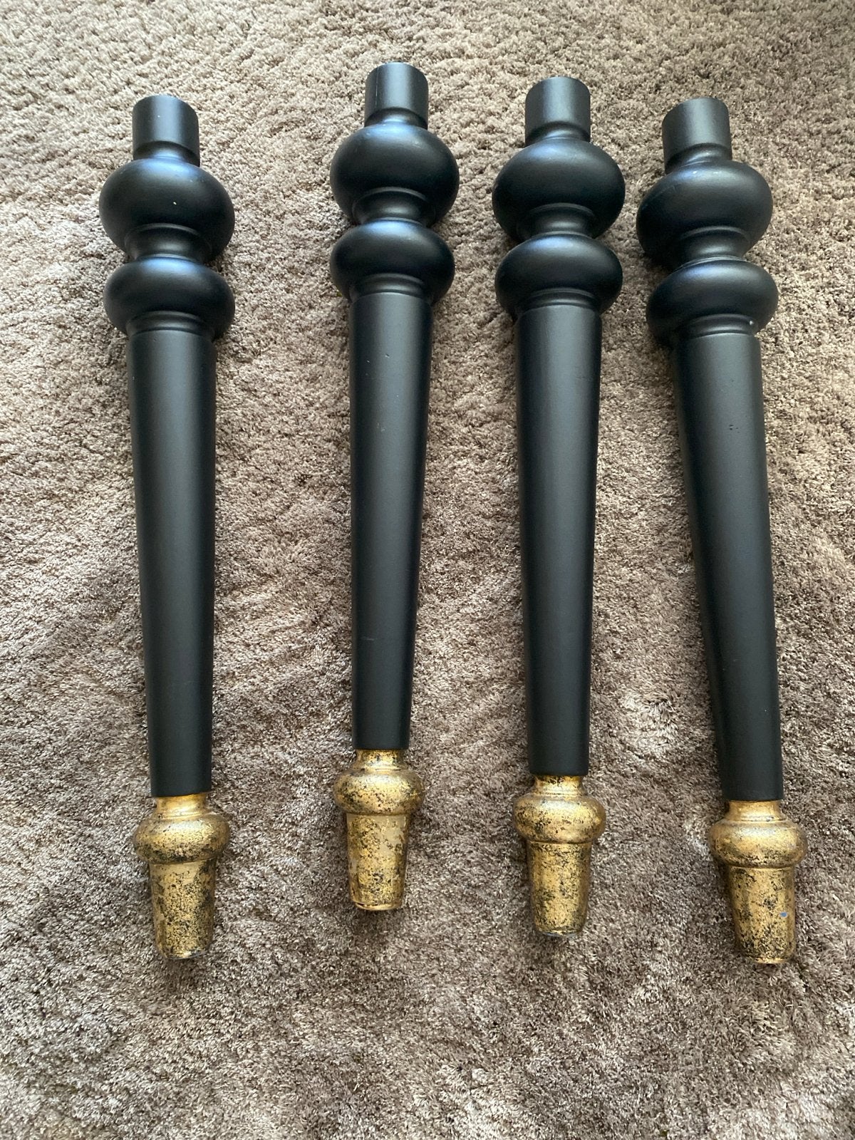 4 Zwarte Tafelpoten met Gouden Details, Ophalen, Gebruikt, 50 tot 100 cm, Overige materialen