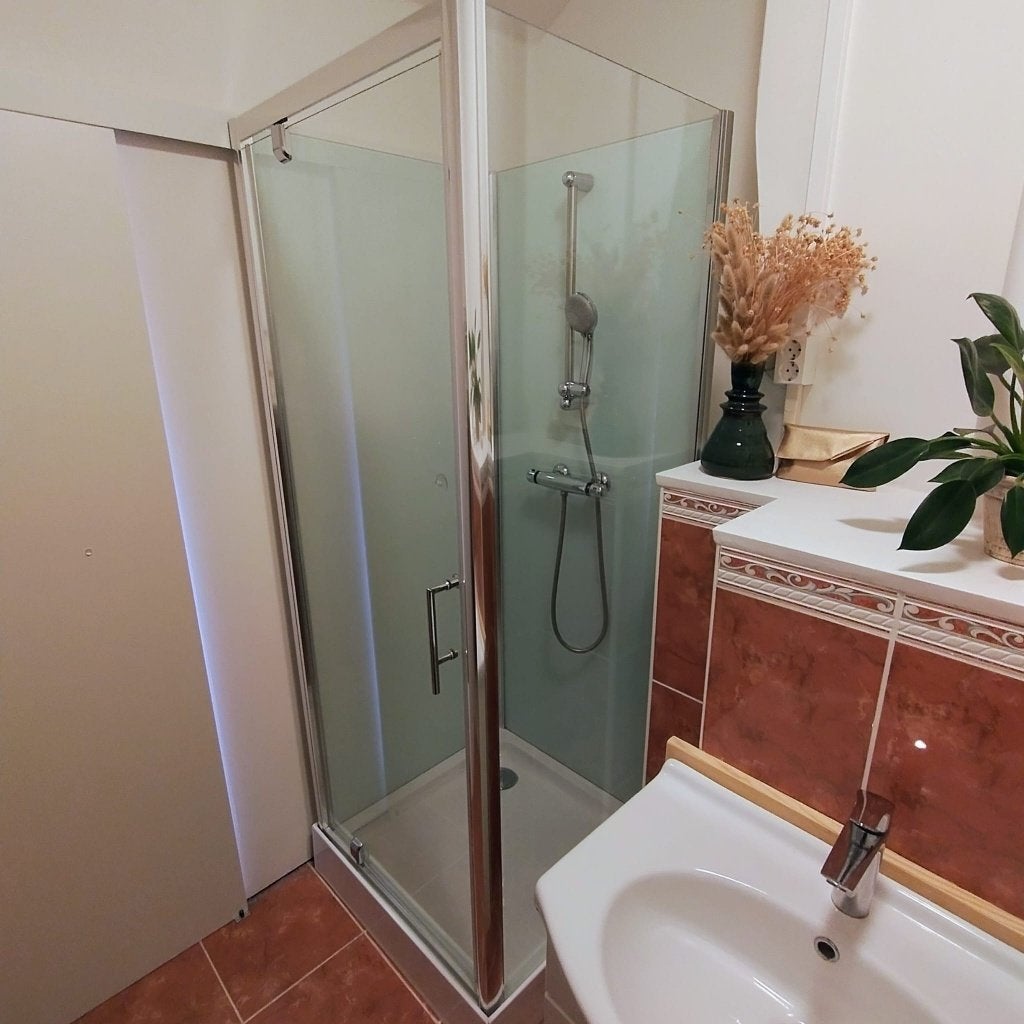 Trento BW gesloten douchecabine 80x80 met thermostaatkraan, Ophalen, Gebruikt, Chroom, Douche