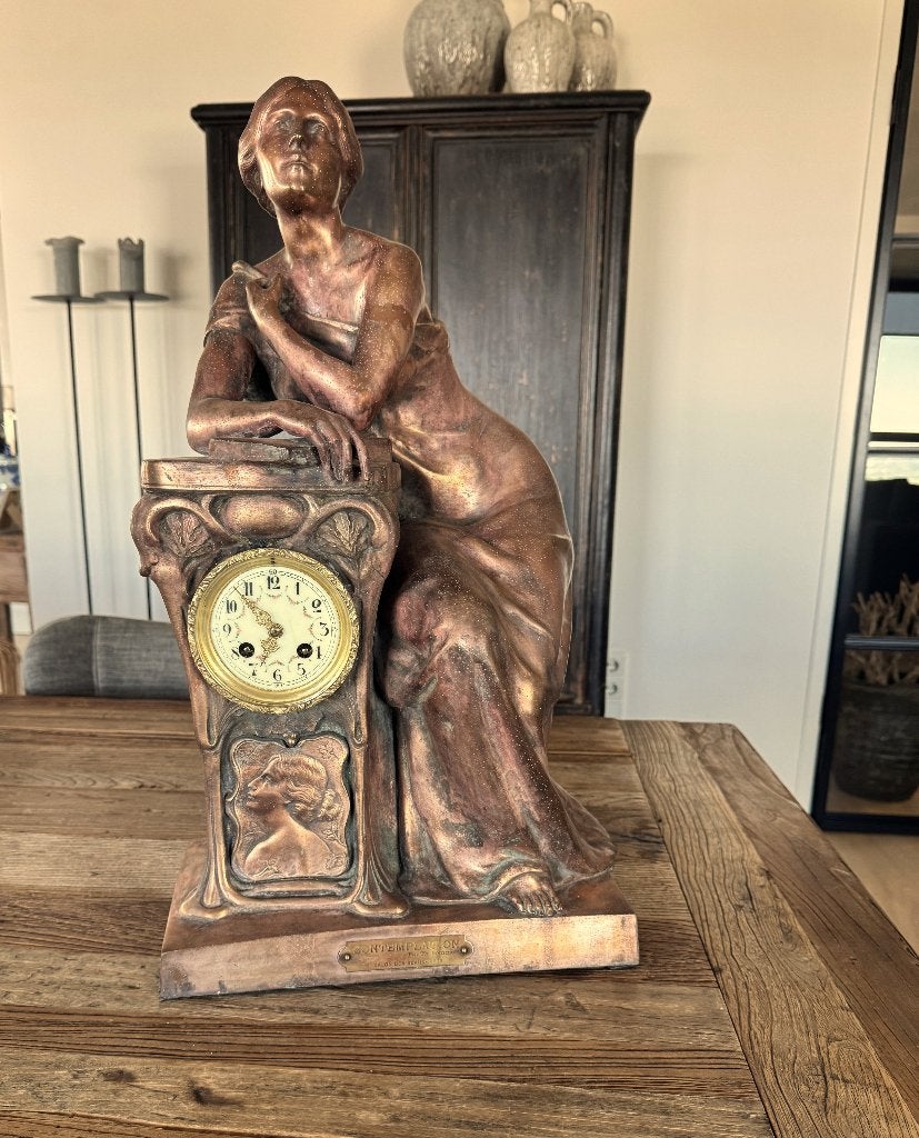 klok  Groot beeld met uurwerk, Antiek en Kunst, Ophalen of Verzenden