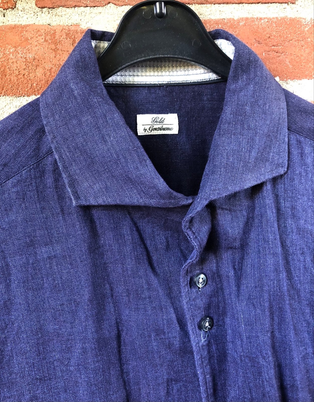 Gentiluomo Gold Linnen Overhemd 100% Linnen Hals 39/40 (M), Kleding | Heren, Overhemden, Ophalen of Verzenden, Nieuw, Blauw, Halswijdte 39/40 (M)