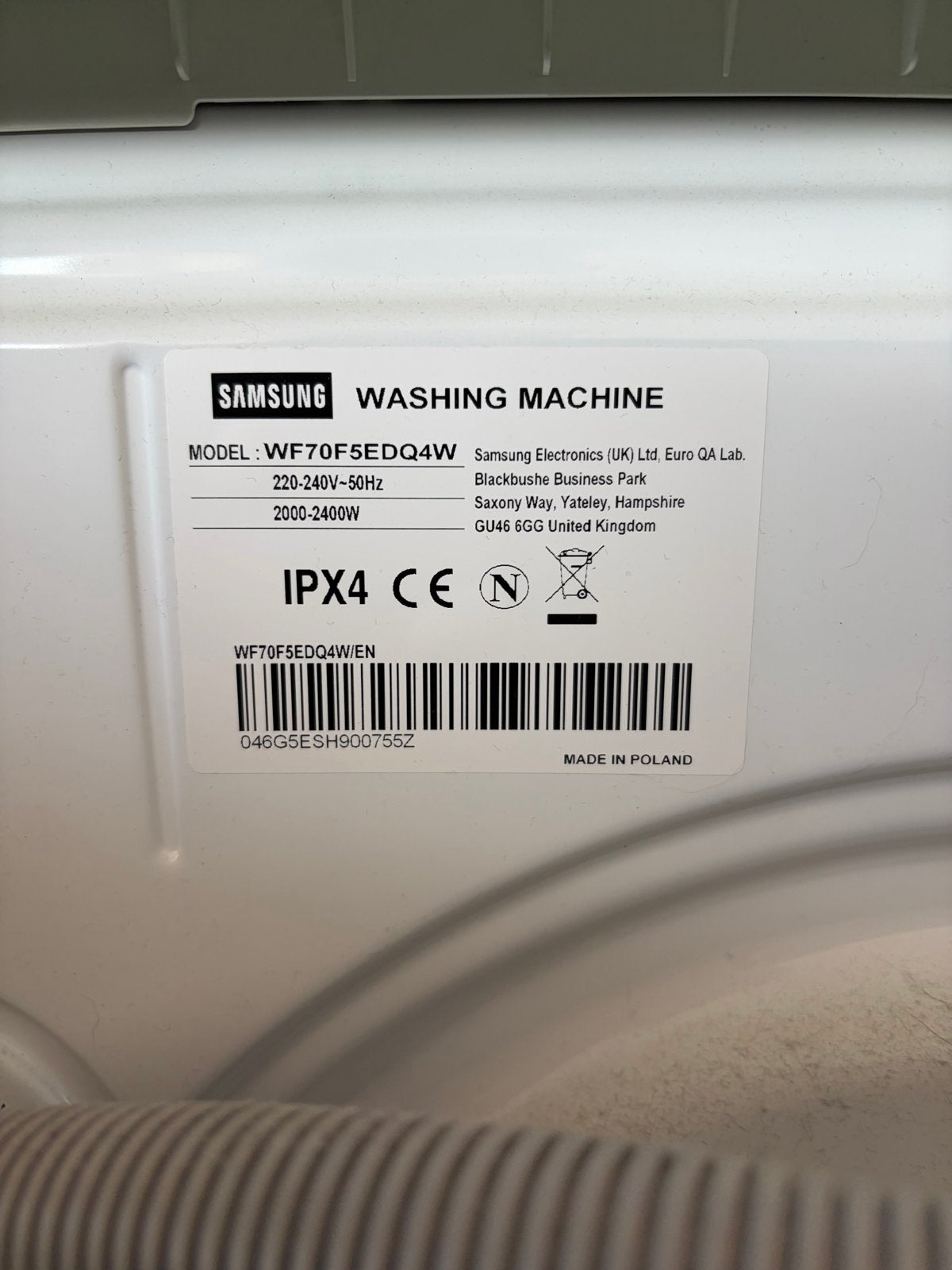 Samsung WF70F5EDQ4W EcoBubble Wasmachine 7kg, Ophalen, Gebruikt, Voorlader, Kort programma