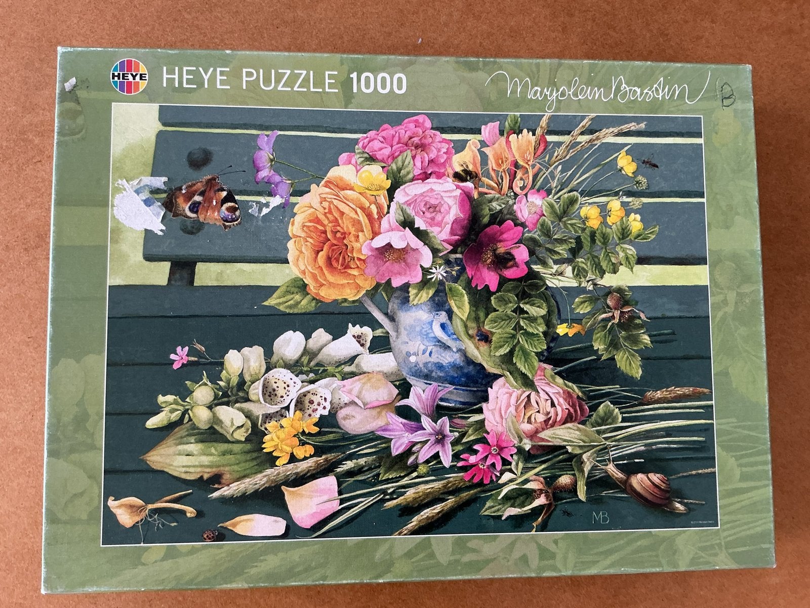 HEYE Puzzel 1000 stukjes Marjolein Bastin Bloemen, Ophalen of Verzenden, 500 t/m 1500 stukjes, Gebruikt, Legpuzzel