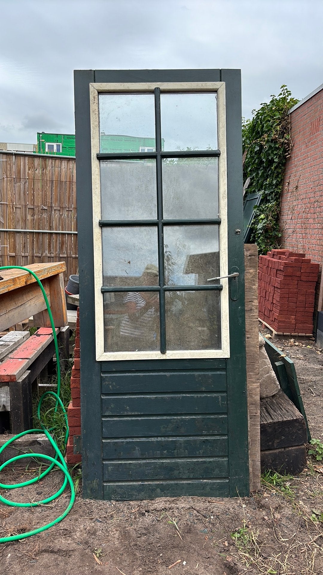 Hardhouten deur, Ophalen, 200 tot 215 cm, Glas, Buitendeur