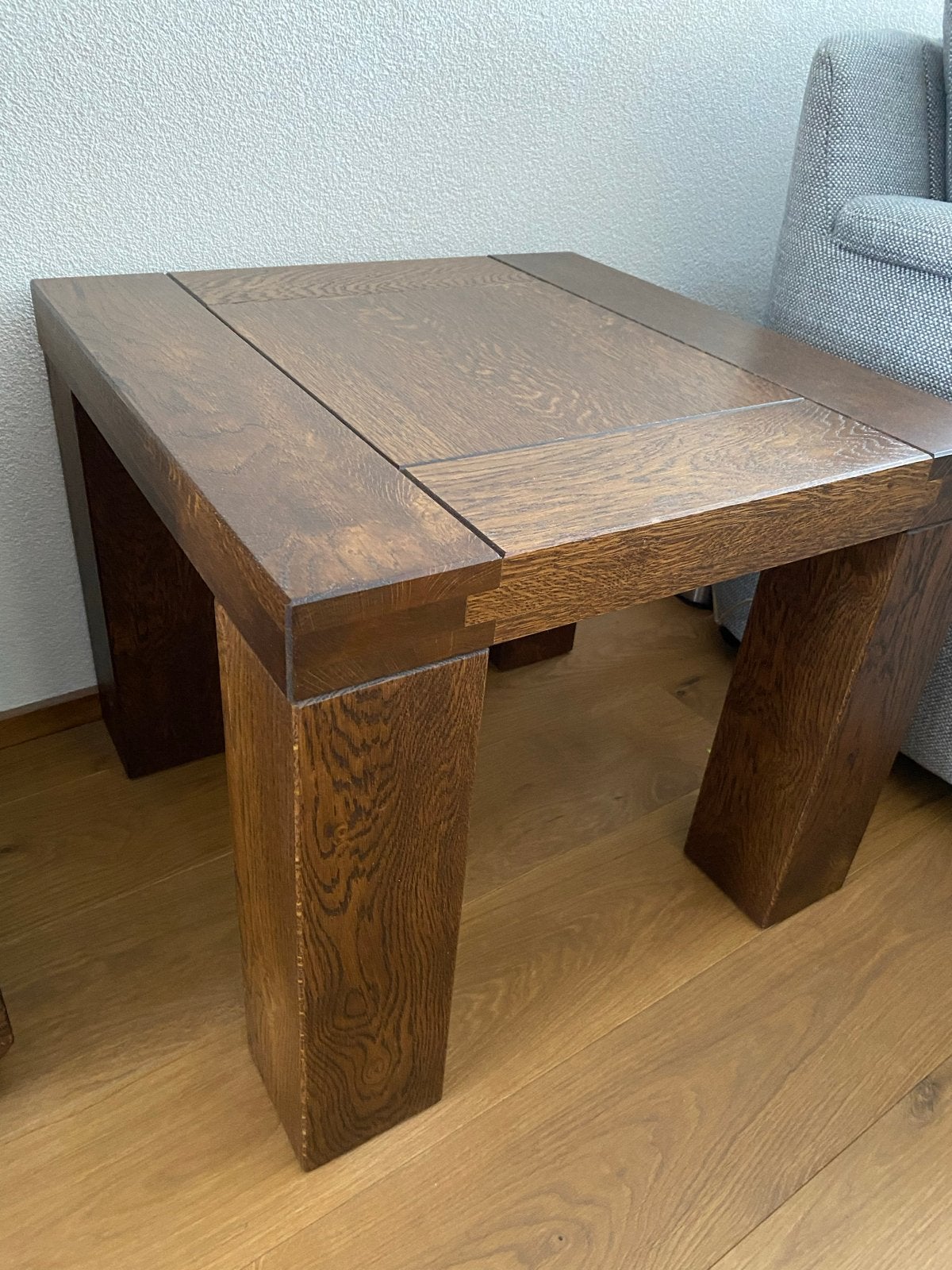 Massief eiken bijzettafel - vierkant, Vierkant, 55 tot 75 cm, Zo goed als nieuw, Hout