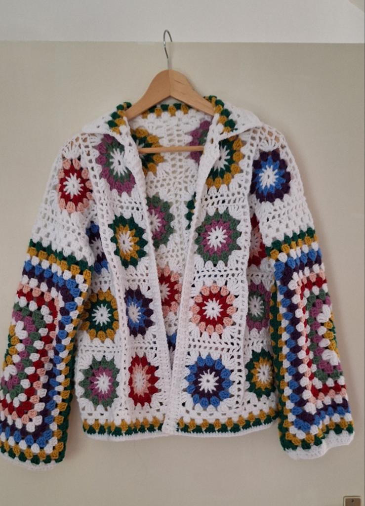 Gehaakt granny vest wit / kleur., Ophalen of Verzenden, Haken