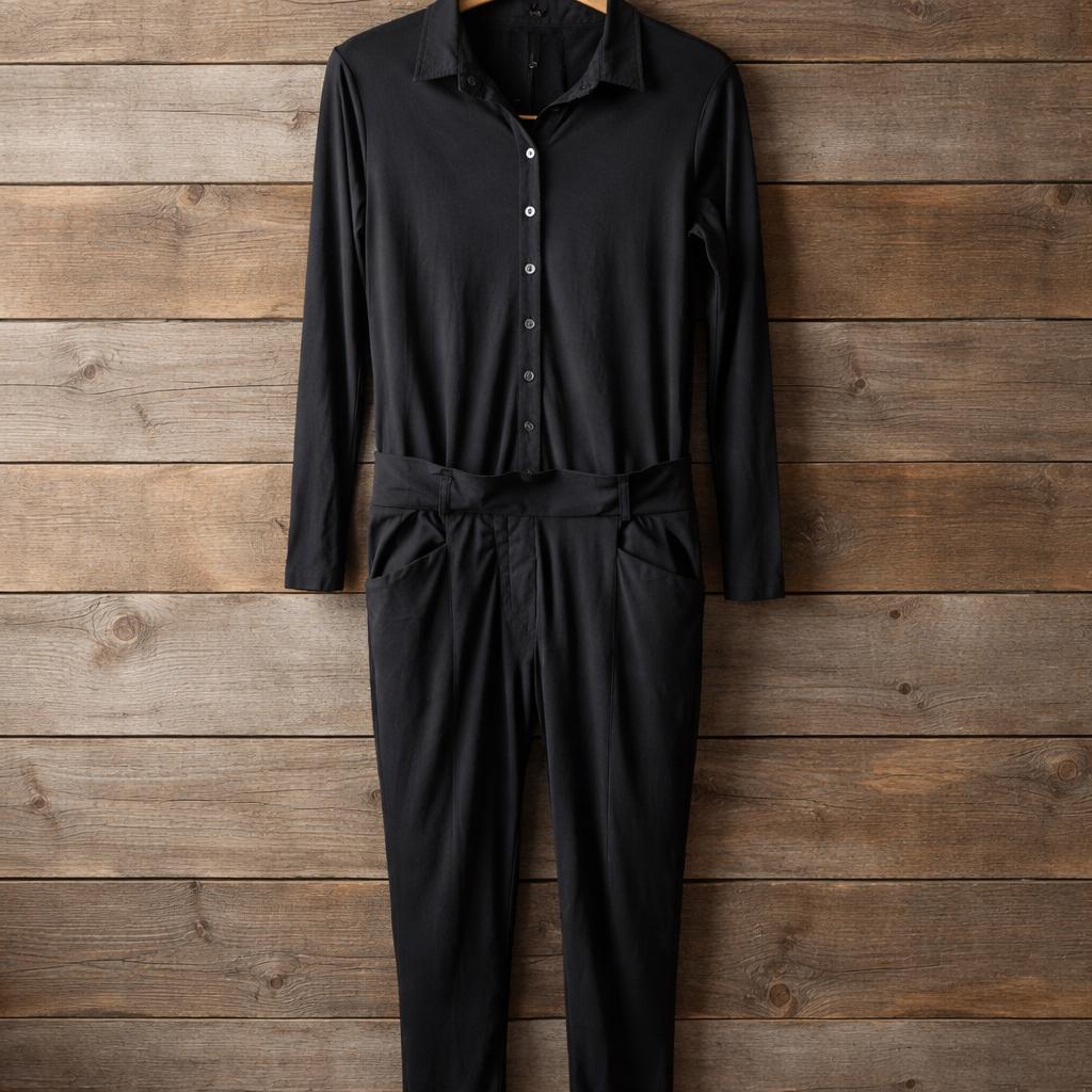 Jane Lushka Zwarte Jumpsuit - Maat M, Kleding | Dames, Jumpsuits, Ophalen of Verzenden, Gedragen, Maat 38/40 (M), Zwart
