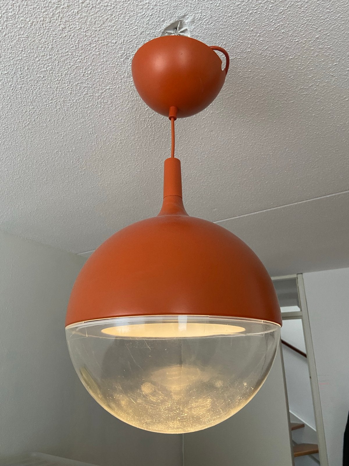 IKEA Vaster Space age stijl lamp - Oranje hanglamp retro, Ophalen, Gebruikt, Kunststof, E27 (groot)