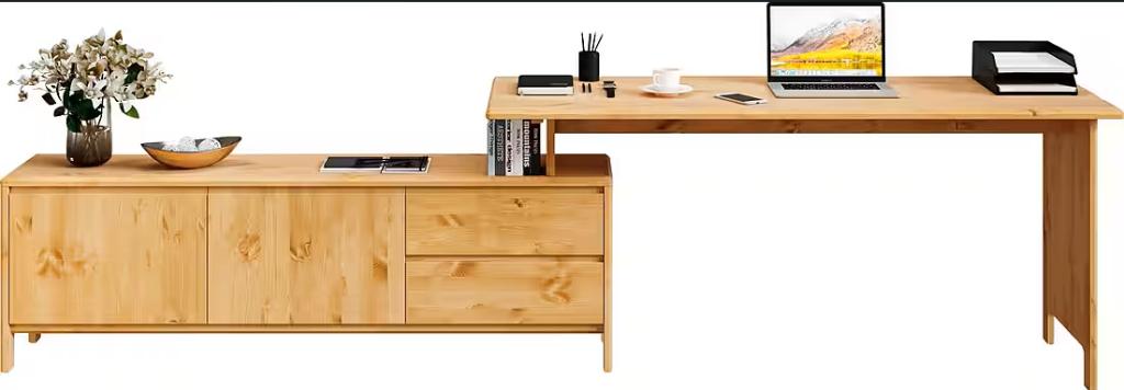 Versatile Wooden Desk with Corner Extension, Ophalen, 50 tot 100 cm, Zo goed als nieuw, 150 tot 200 cm
