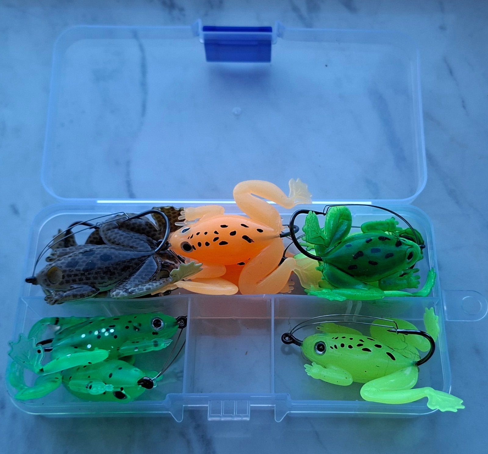 Kunstaas Roofvis Kikkers - Set van 5 in Handige Box, Ophalen of Verzenden, Nieuw