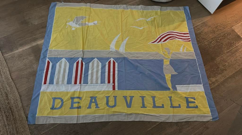 Daniel Hechter sjaal omslagdoek zgan wit geel blauw, Ophalen of Verzenden, Zo goed als nieuw, Maat 46/48 (XL) of groter, Sjaal