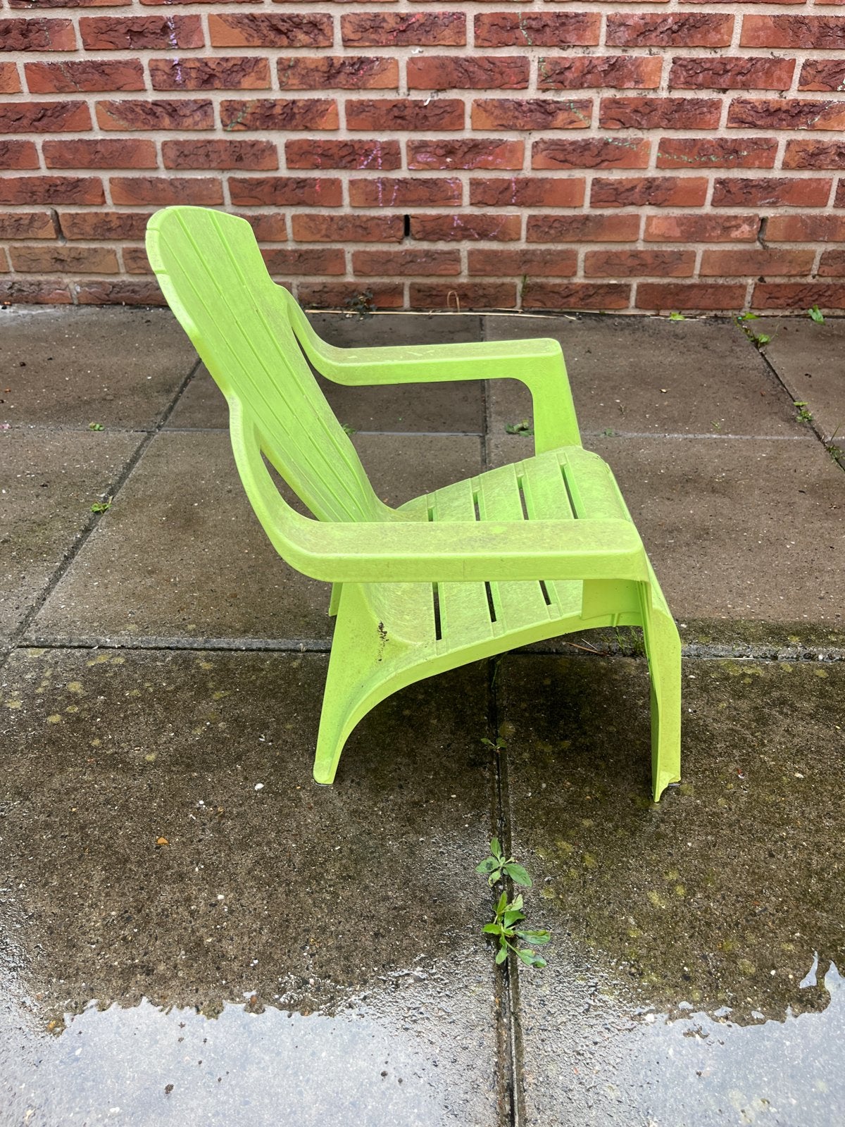 Groene kunststof tuinstoel, Ophalen, Gebruikt, Kunststof