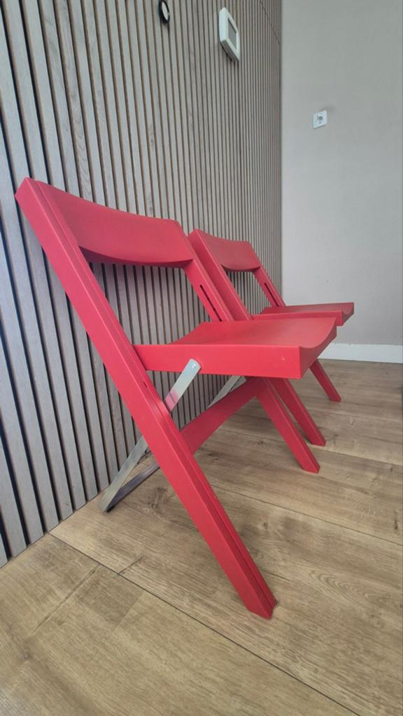 2x Niels Gammelgaard klapstoel voor IKEA, rood, Huis en Inrichting, Stoelen, Gebruikt, Twee, Modern, Scandinavisch, Ophalen of Verzenden