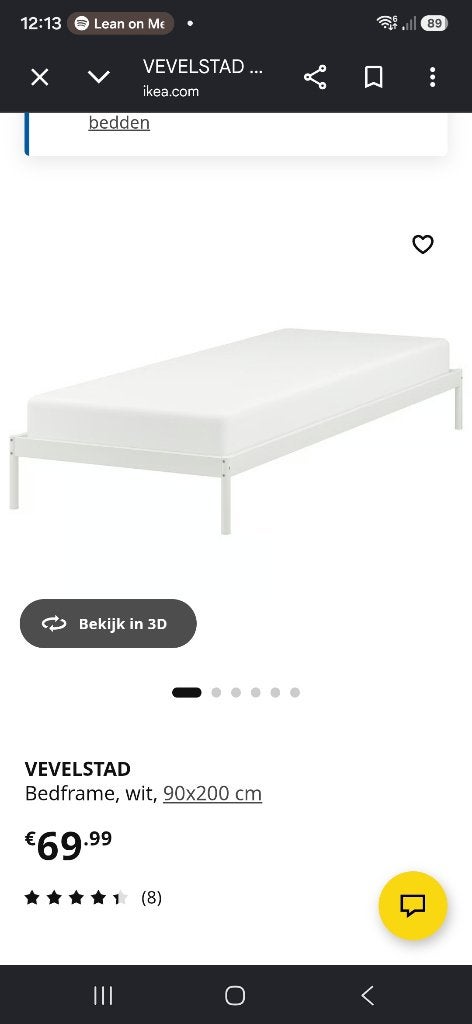 eenpersoonsbed zonder matras, Ophalen, 90 cm, Eenpersoons, Wit