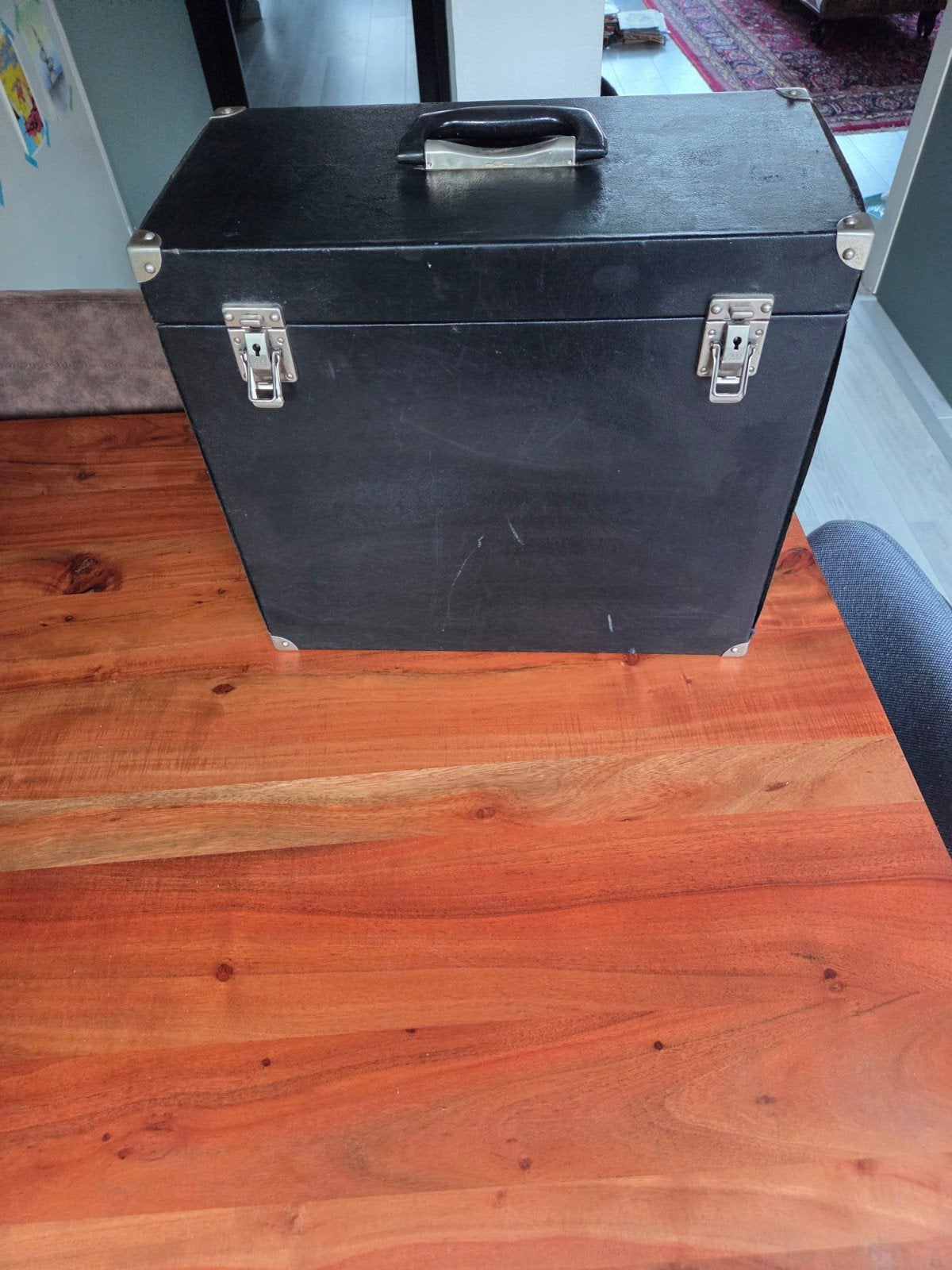 Vintage CD/LP opbergkoffer - Zwart met groen interieur, Ophalen, Gebruikt, Overige typen