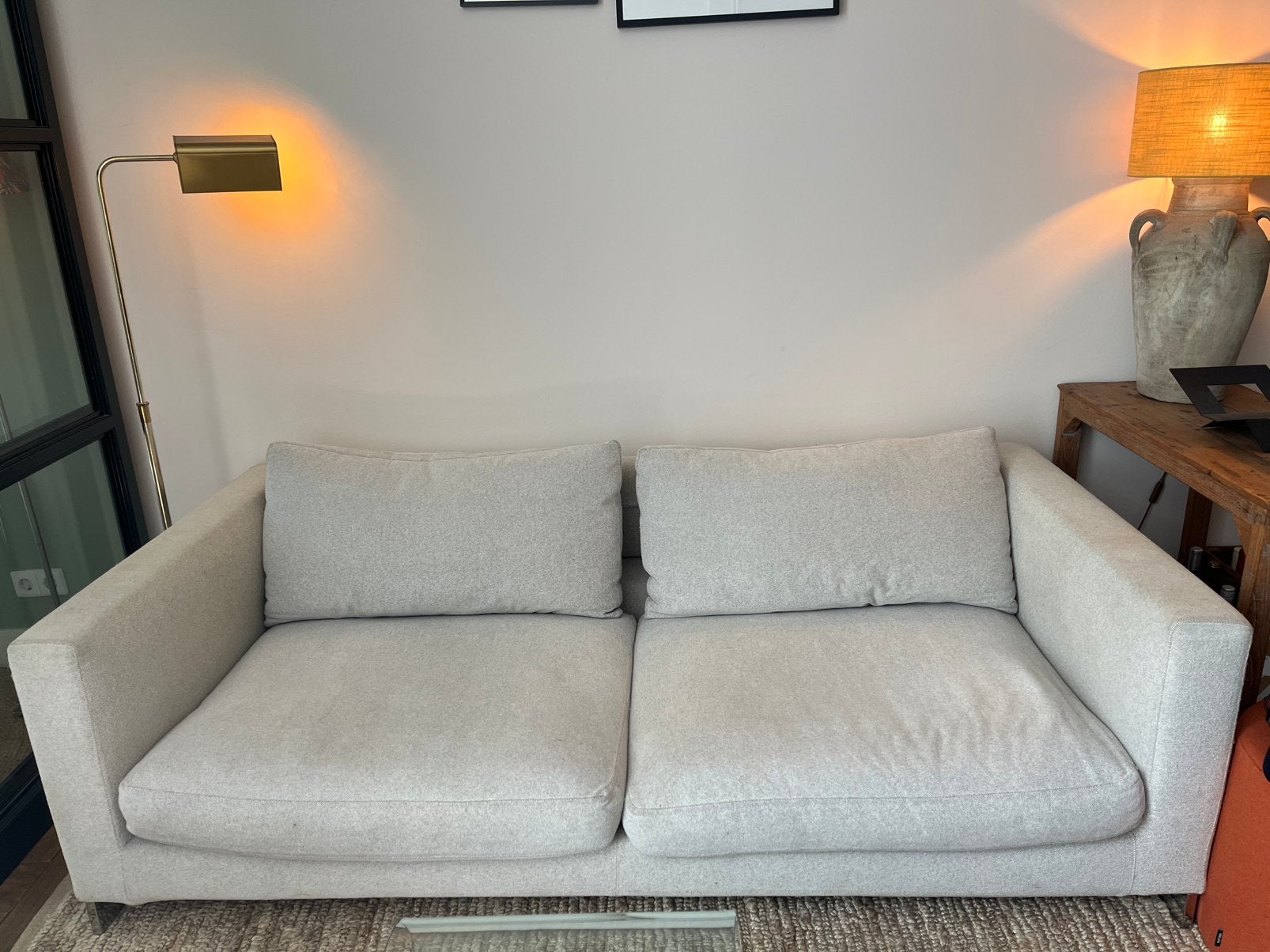 Bank ruime 2 zits 205 cm breed x 102 cm diep (moet 1/8 weg!), Ophalen, Gebruikt, 75 tot 100 cm, 200 tot 250 cm