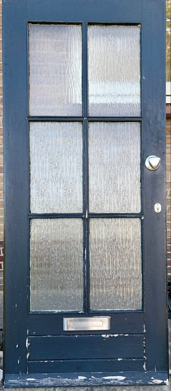 Ouderwetse voordeur met glas, 215x91 cm, Gebruikt, 80 tot 100 cm, 215 cm of meer, Ophalen of Verzenden