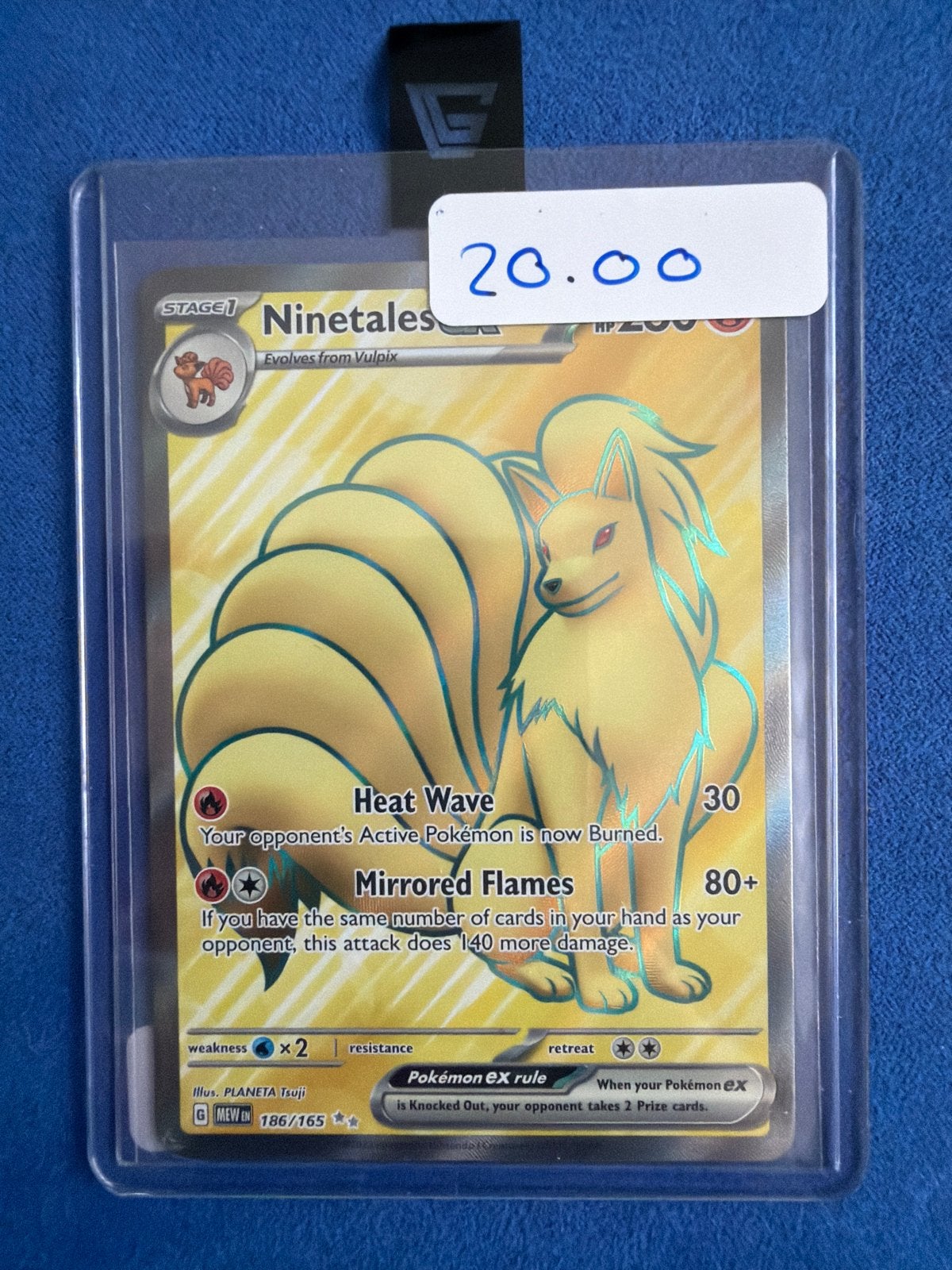 Ninetales Pokémon EX Kaart - Mew Set 186/165, Ophalen of Verzenden, Zo goed als nieuw, Losse kaart, Foil