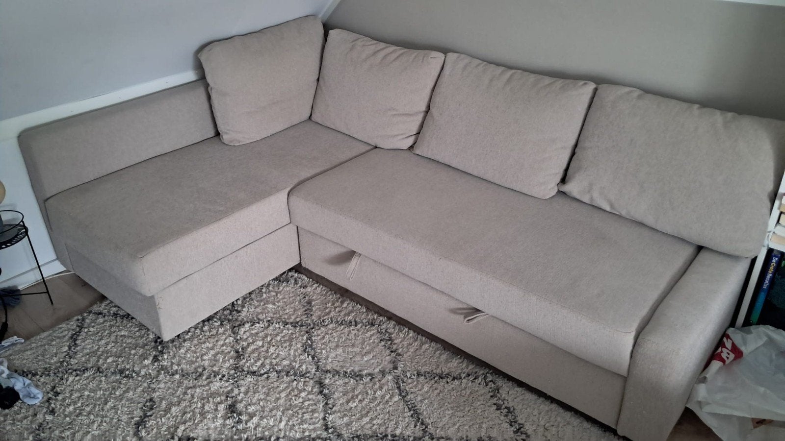 Slaapbank Ikea, Gebruikt, Beige, Tweepersoons, 220 cm