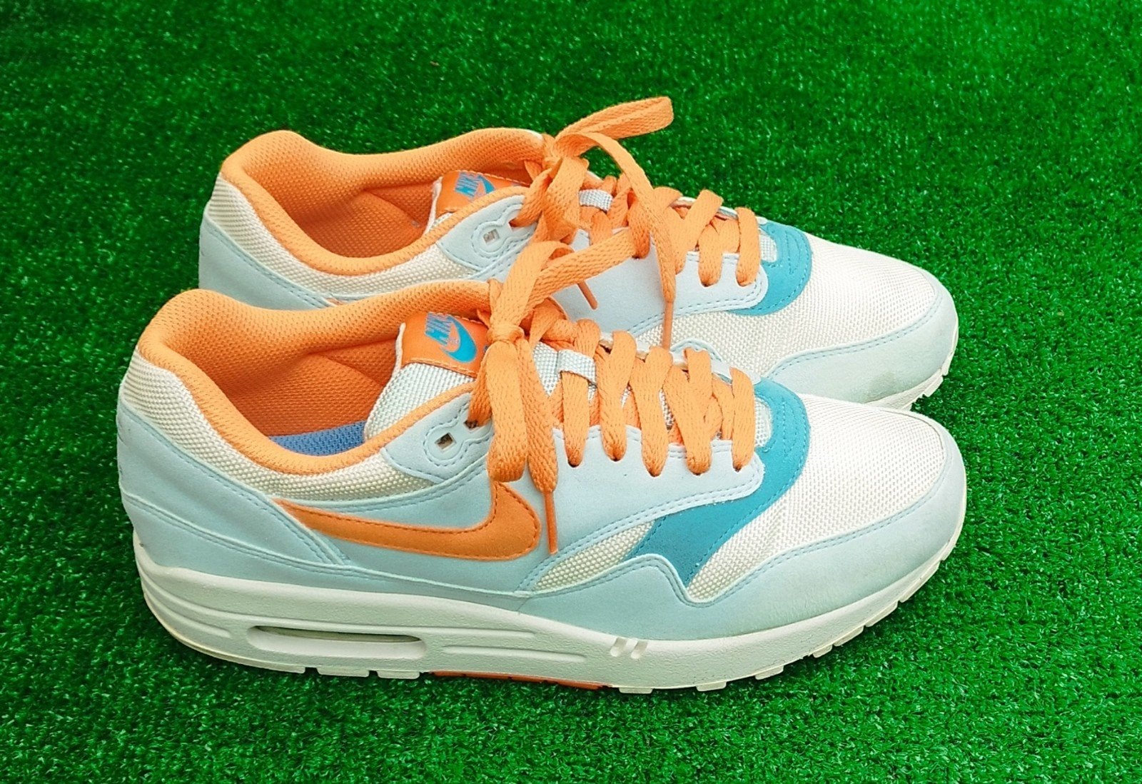Nike Air Max 1 Sneakers - Lichtblauw/Oranje, Maat 40.5, Nike, Inc., Overige kleuren, Nike, Ophalen of Verzenden