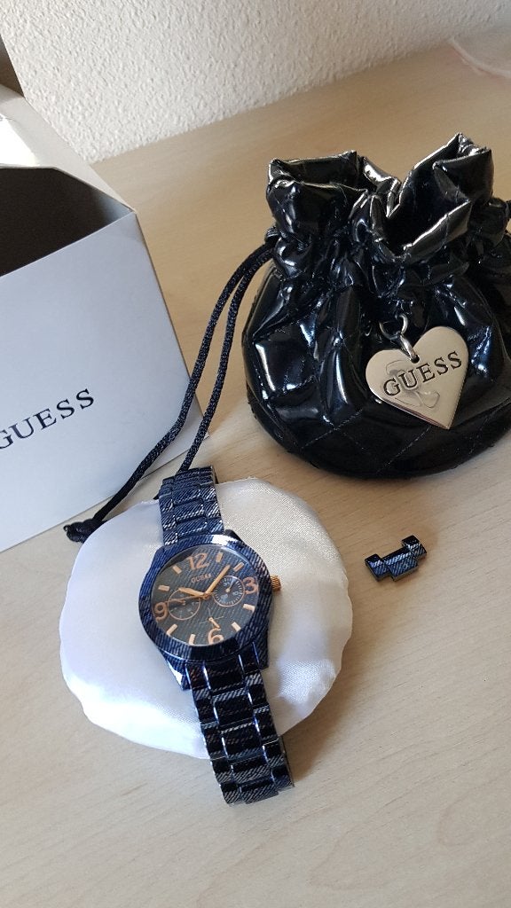ZGAN sportief Guess dames horloge jeans blauw, Staal, Staal, Guess, Polshorloge