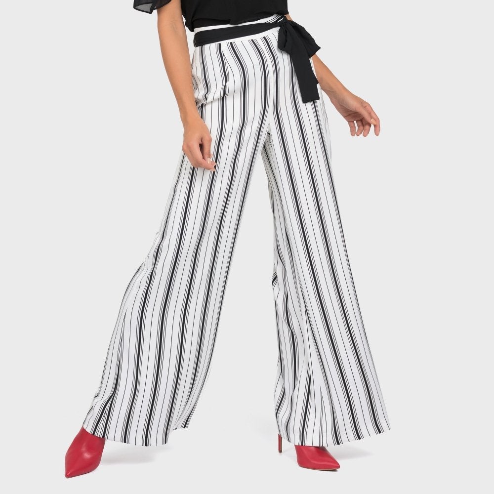 Ribkoff elegante wijde pantalon zwart wit streep maat 40, Maat 38/40 (M), Nieuw, Lang, Meerkleurig