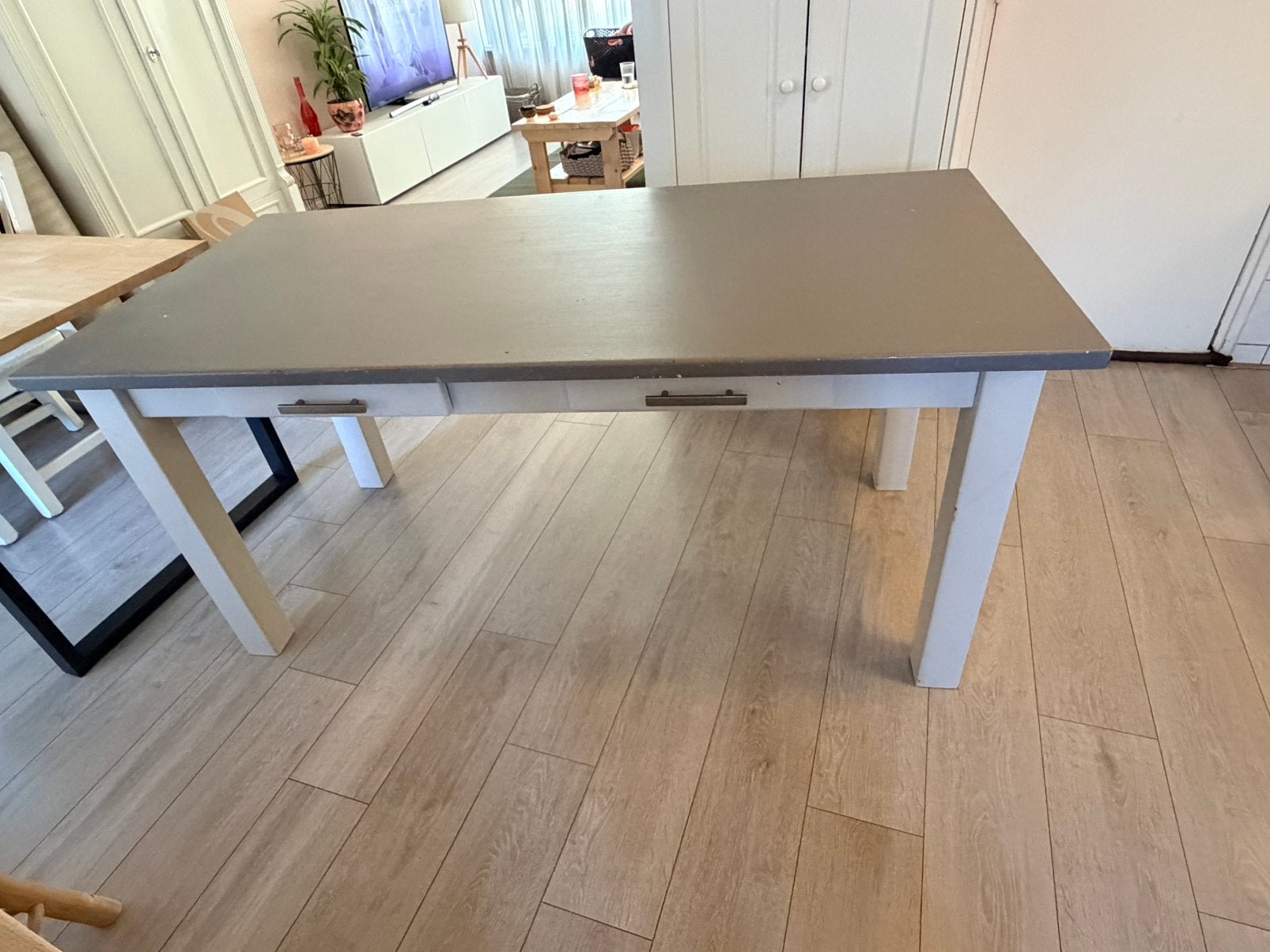 Eettafel + 4 stoelen, Huis en Inrichting, Tafels | Eettafels, Ophalen, Gebruikt, 50 tot 100 cm, 150 tot 200 cm