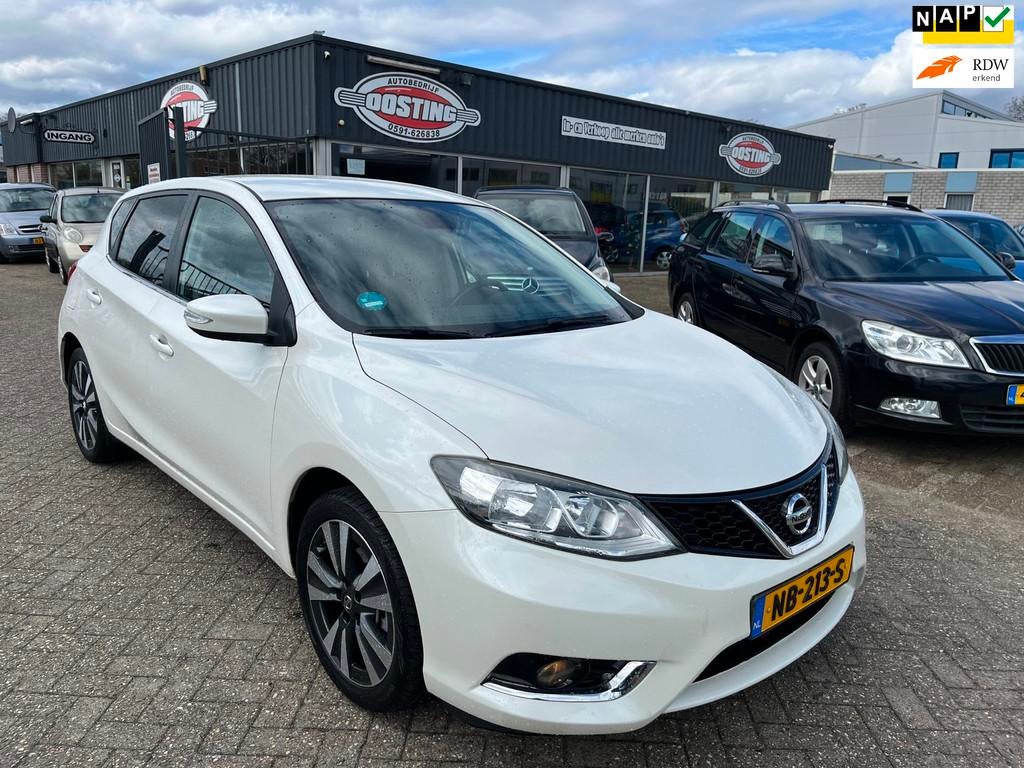 Nissan Pulsar 1.2 DIG-T N-Connecta(st-bekr,naviautomaat,crui, Auto's, Gebruikt, 4 cilinders, Wit, Origineel Nederlands