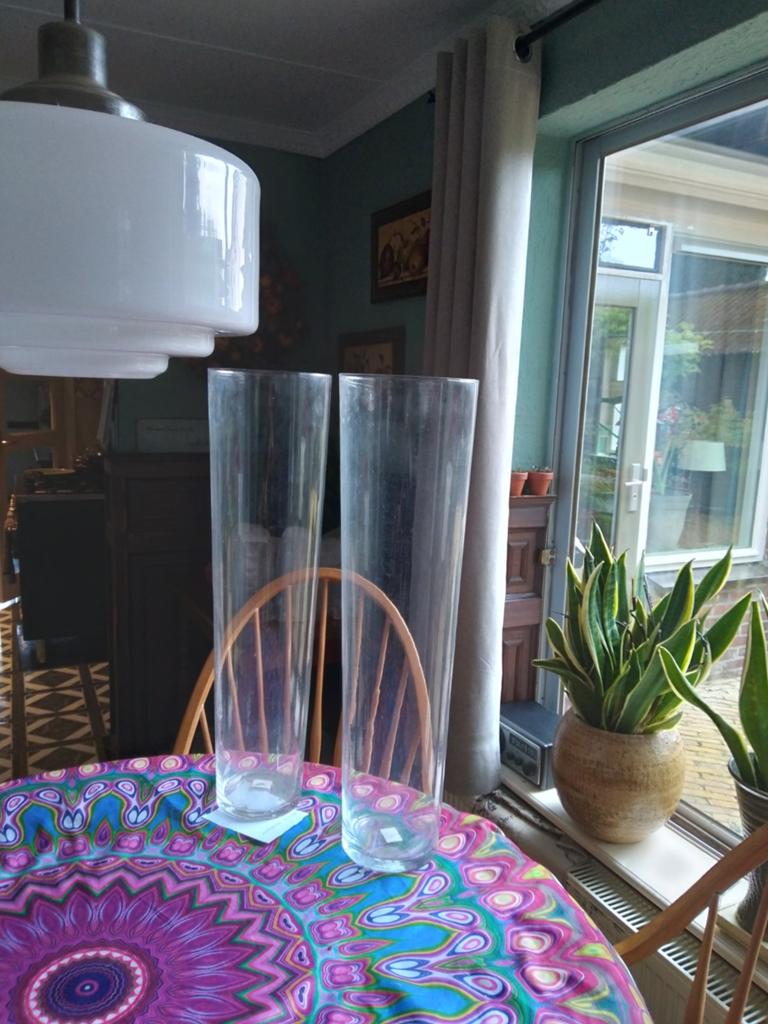 Grote vazen, Overige kleuren, 50 tot 75 cm, Ophalen of Verzenden, Glas