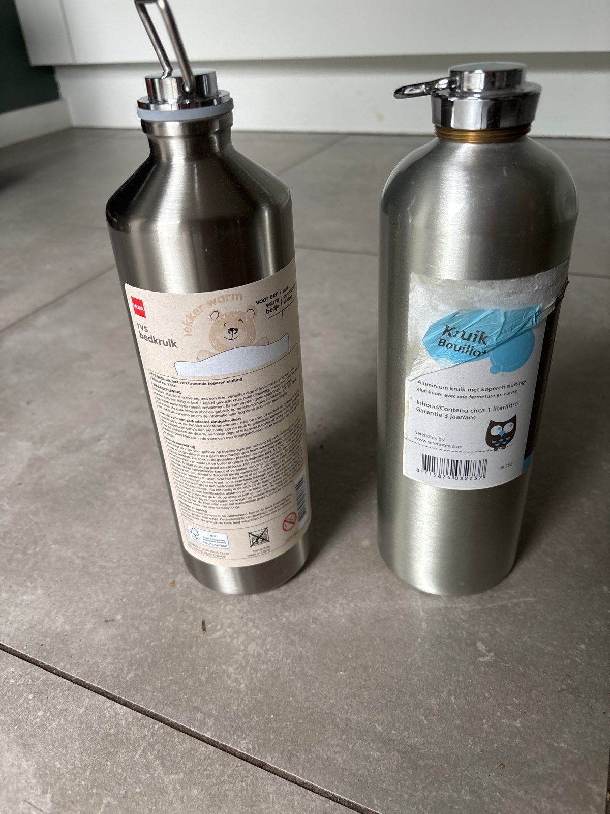 Twee RVS Bedkruiken - Lekker Warm voor een Warm Bedje, Ophalen, Gebruikt, Eenpersoons, Overige materialen
