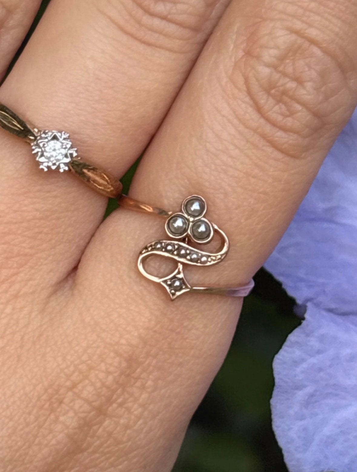 14 karaat gouden ring met parel, Verzenden, Zo goed als nieuw, 17 tot 18, Dame