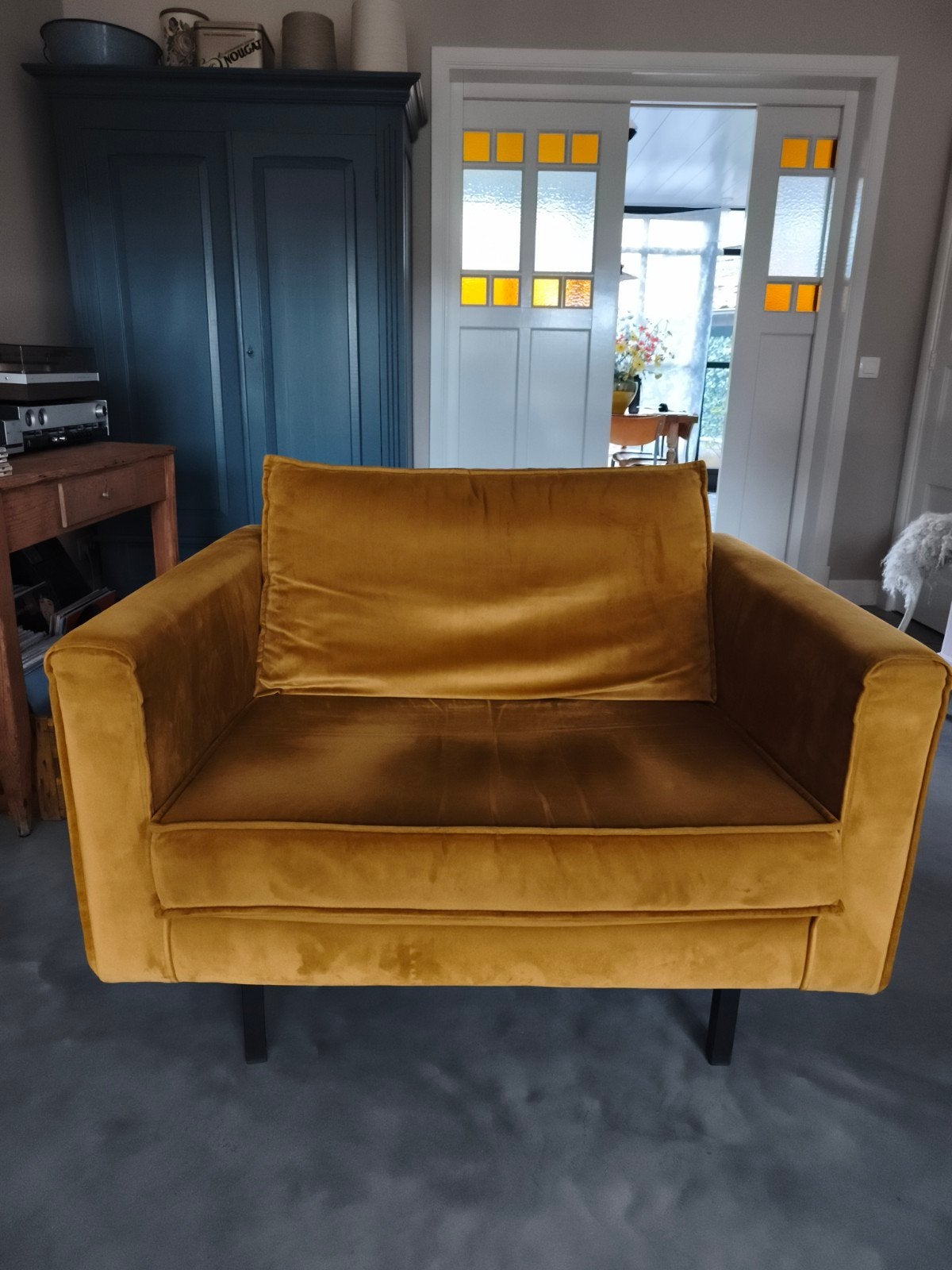 Sissy-Boy fauteuil Amsterdam velvet loveseat juke oker, Ophalen, Gebruikt, 75 tot 100 cm, Modern, Sissy-Boy Homeland