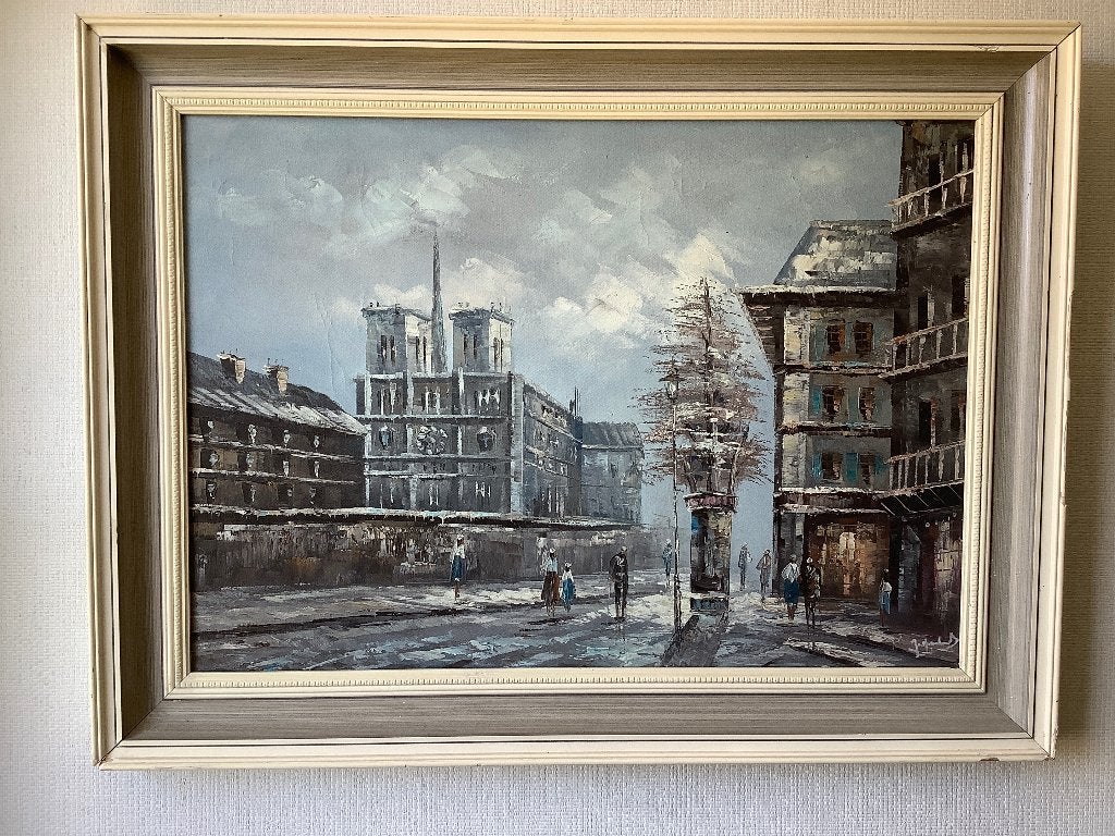 Jacques Geûens Notre Dame Paris, Antiek en Kunst, Doek, Impressionistisch, Ophalen of Verzenden, Olieverf