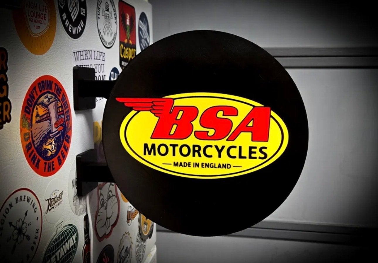 BSA Motorcycles Led Bord Dubbelzijdig - Made in England, Verzamelen, Verzenden, Nieuw, Lichtbak of (neon) lamp
