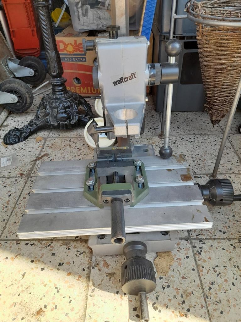Boorstandaard Wolfcraft met Proxon machineklem., Doe-het-zelf en Verbouw, Gereedschap | Boormachines, Ophalen of Verzenden, Gebruikt