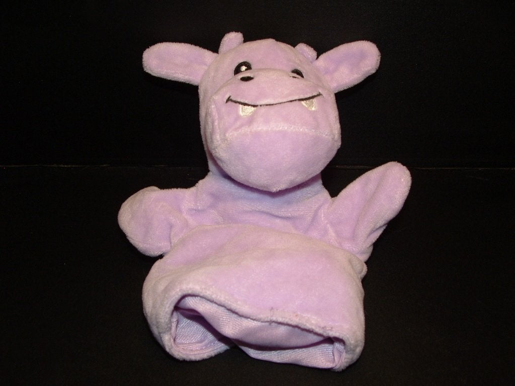 ZEEMAN DINO HANDPOP VELOURS LILA MET ZWART, Verzenden, Nieuw, Overige typen