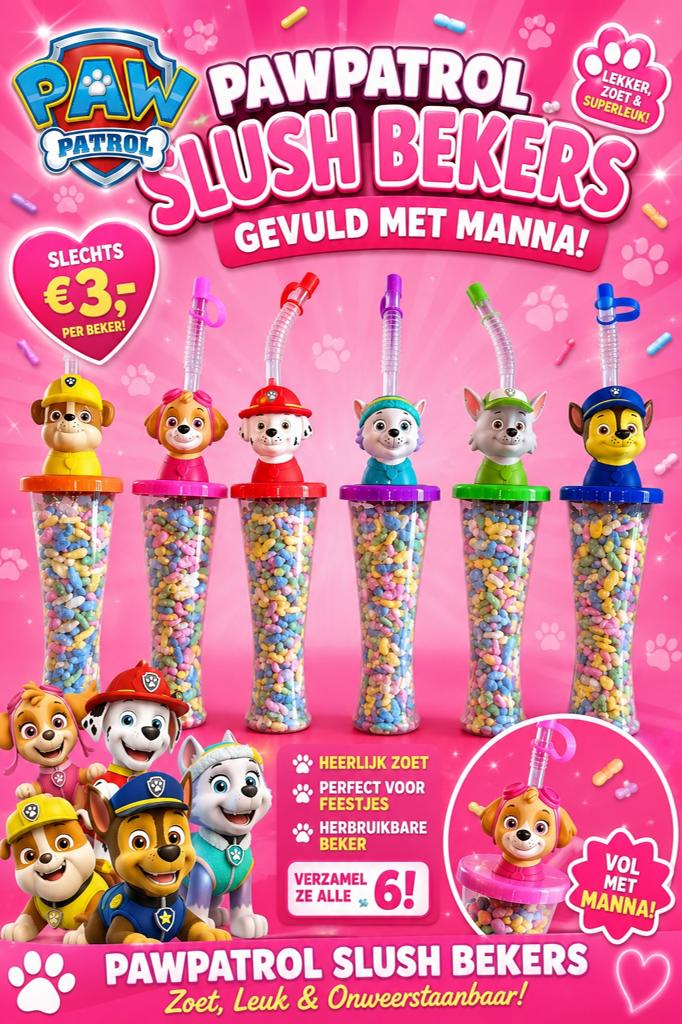 Pawpatrol slushbekers gevuld met manna, Ophalen of Verzenden, Nieuw, Jongen of Meisje