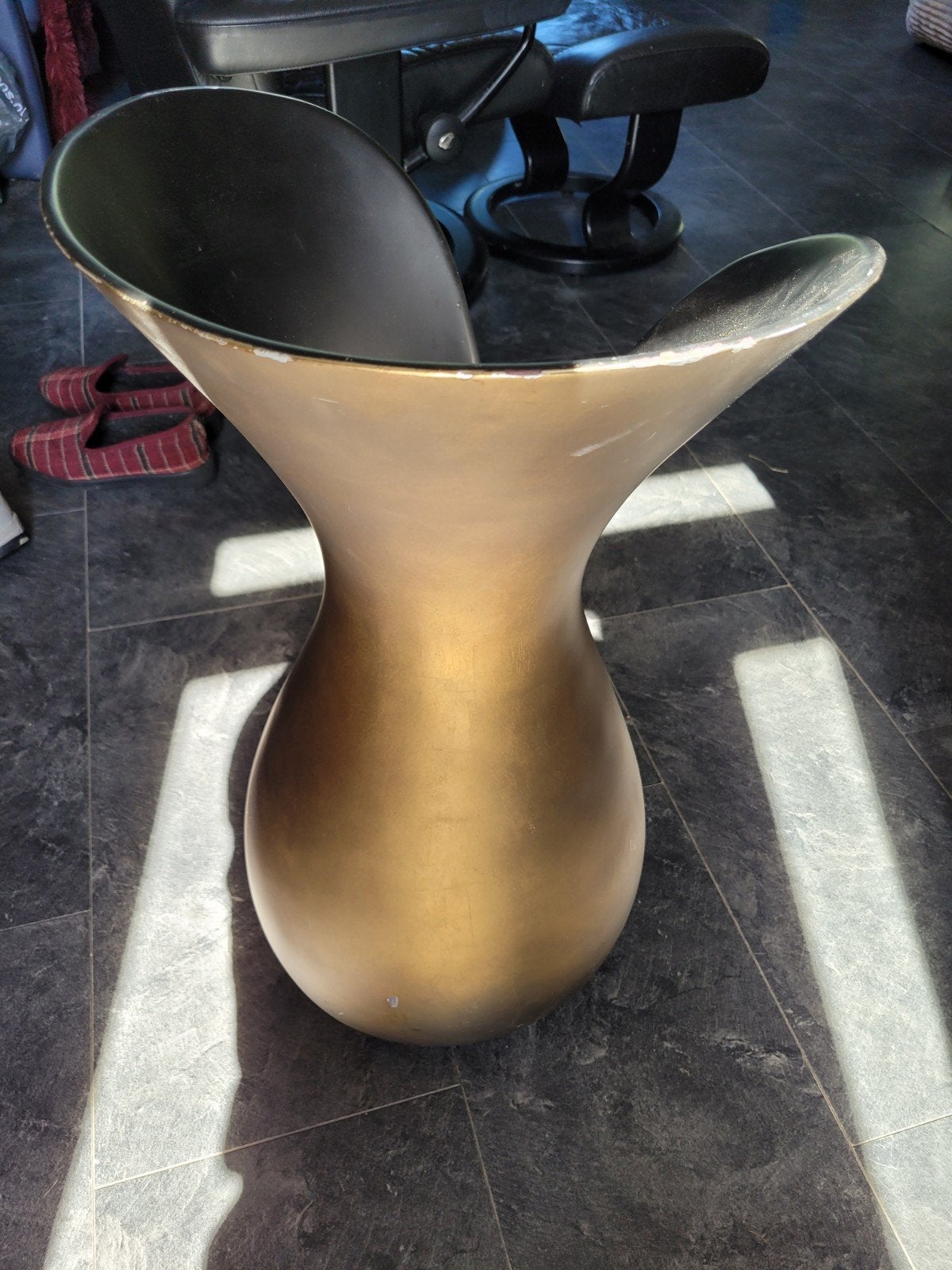 Grote gouden vaas, decoratief en modern design, Ophalen, Overige materialen, Gebruikt, Met patroon/structuur