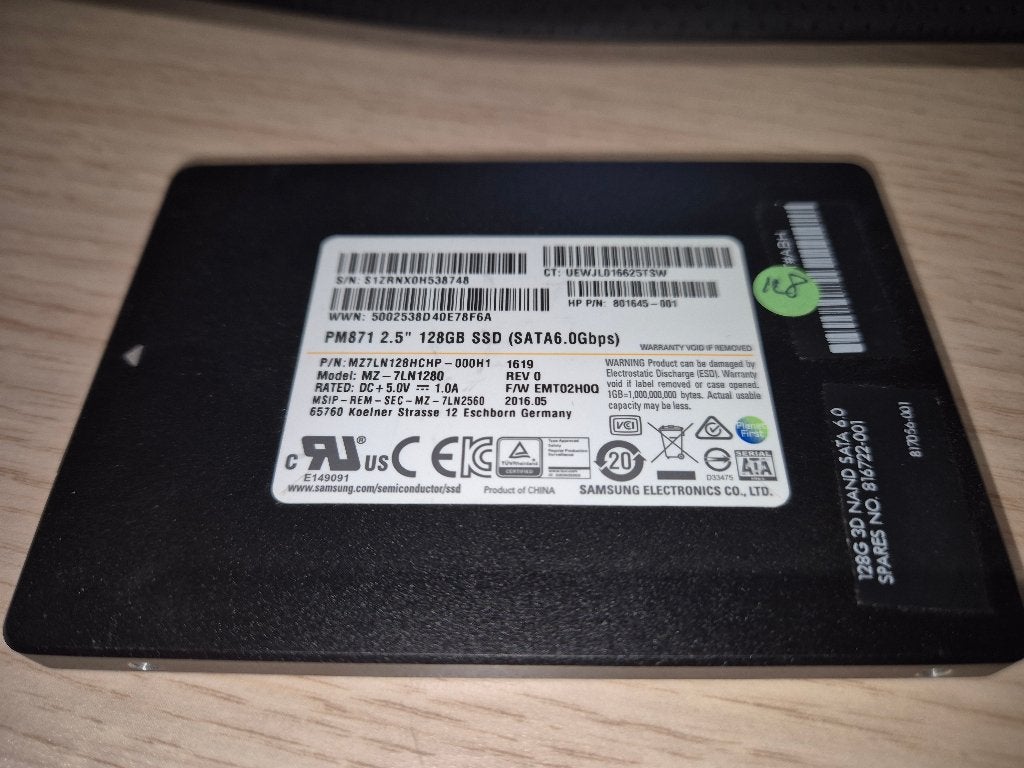 Samsung SSD 128 GB, Intern, Info@GreenMillpc.nl, 128 GB, Refurbished