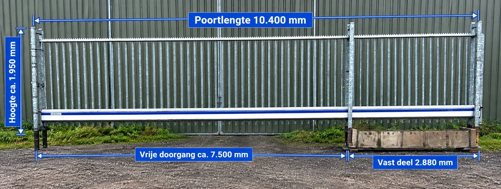 Nette Heras schuifpoort poortlengte 10.400 doorgang 7.500, Ophalen, Schuifpoort, Aluminium, Zo goed als nieuw