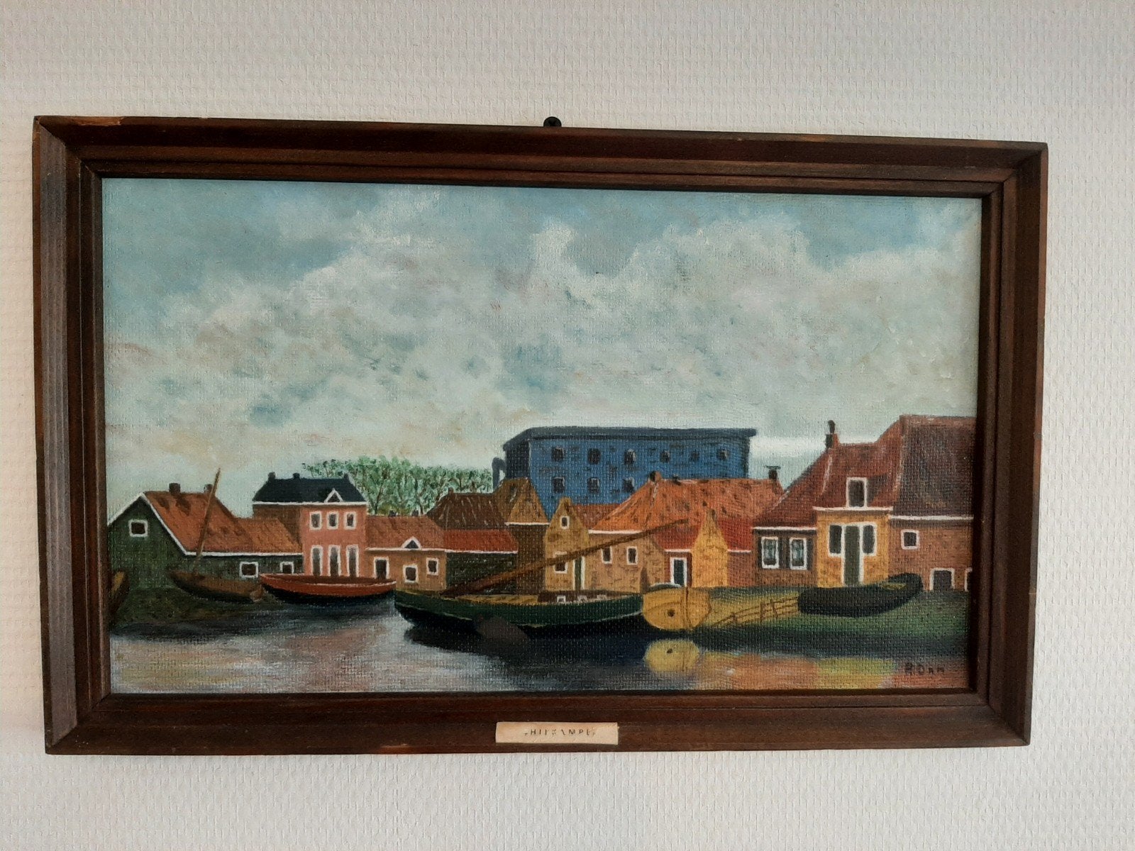 Schilderij stadsgezicht schilkampen, Antiek en Kunst, Ophalen of Verzenden