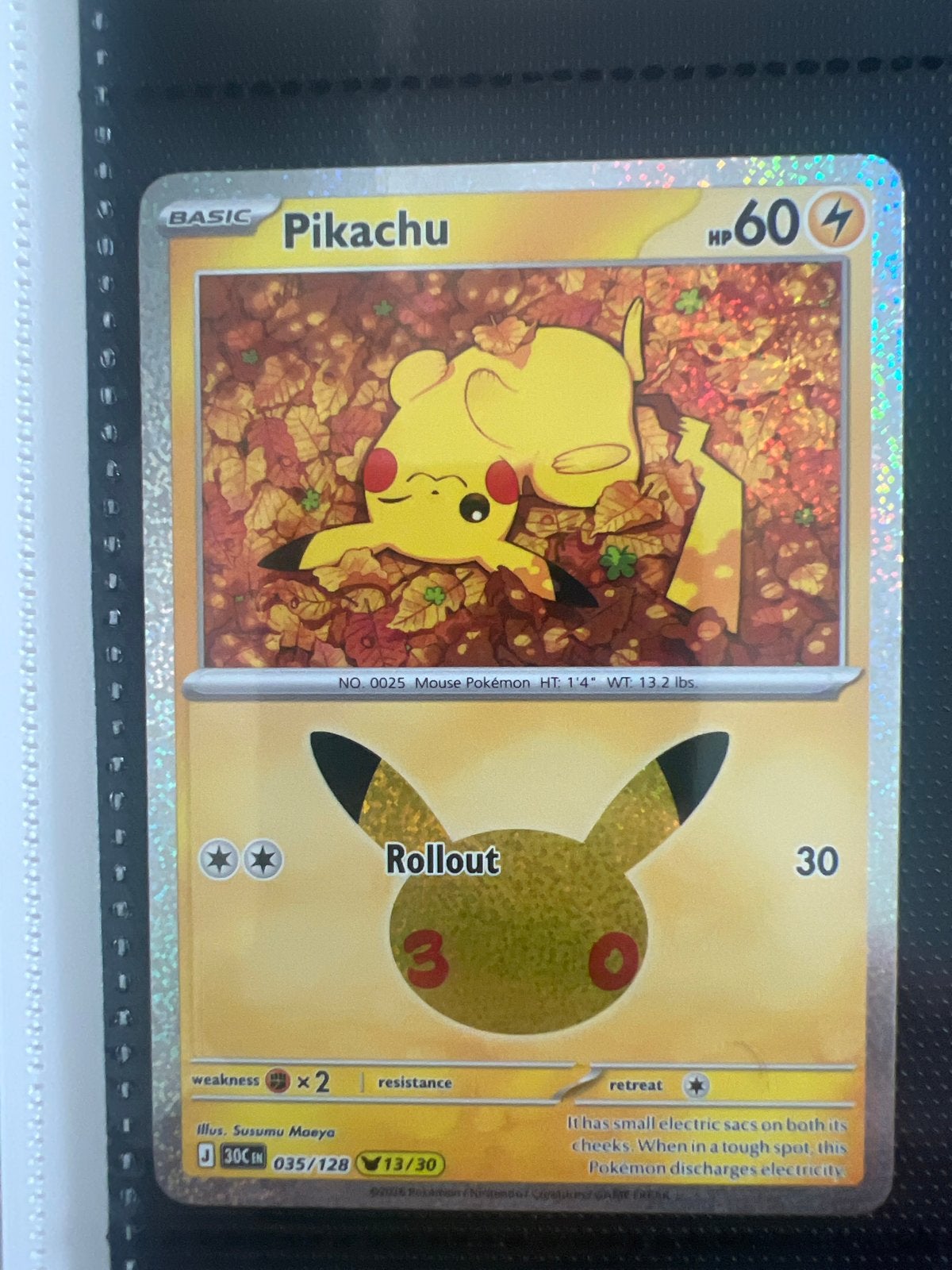 Pikachu 035/128 Pokémon kaart - Herfst editie, Hobby en Vrije tijd, Ophalen of Verzenden, Zo goed als nieuw, Losse kaart, Foil