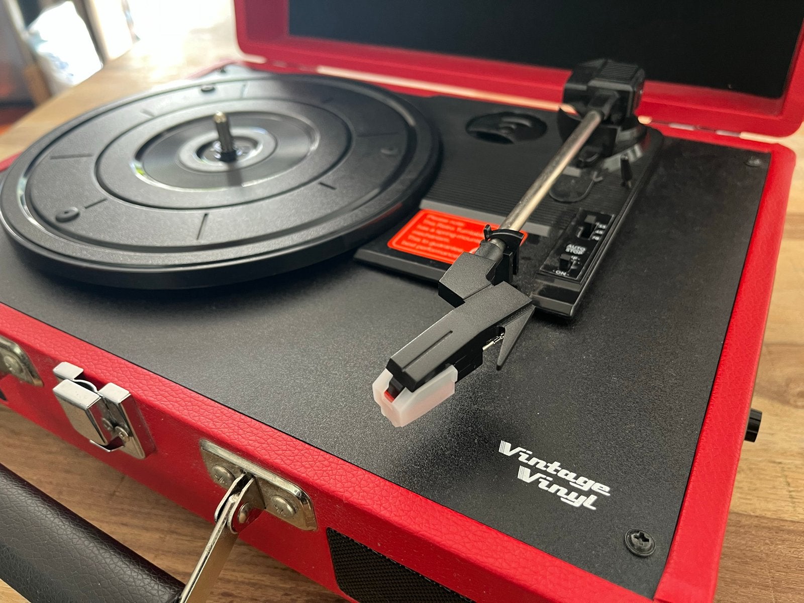 Vintage Vinyl Retro Platenspeler Rood - Zo goed als nieuw, Audio, Tv en Foto, Platenspelers, Ophalen, Zo goed als nieuw, Platenspeler