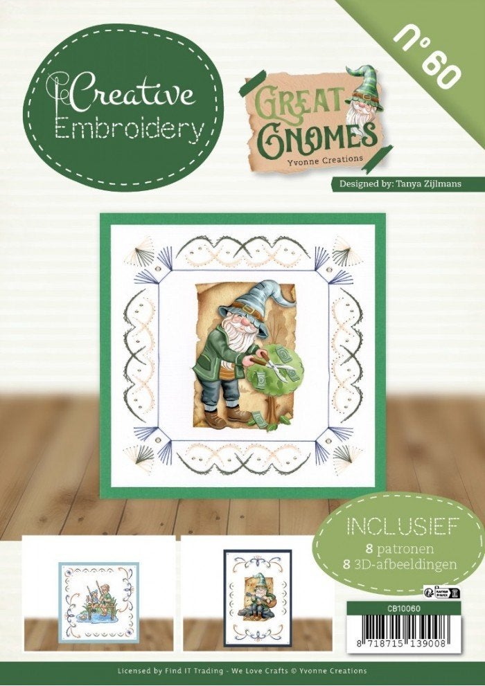 Creative Embroidery 60 Great Gnomes Yvonne Creations CB10060, Hobby en Vrije tijd, ., Overige typen, Nieuw, Ophalen of Verzenden
